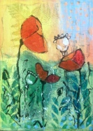 Poppies - Mixed media on Canvas board - 5x7 inches